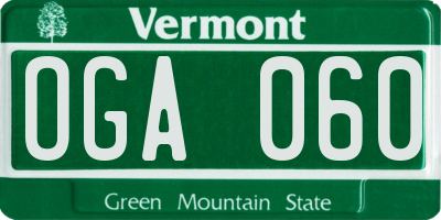 VT license plate OGA060