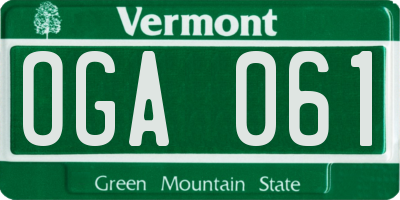 VT license plate OGA061