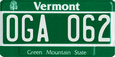 VT license plate OGA062