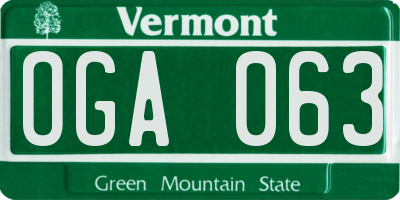 VT license plate OGA063