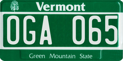 VT license plate OGA065