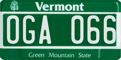 VT license plate OGA066