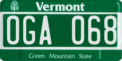 VT license plate OGA068