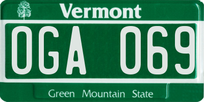 VT license plate OGA069