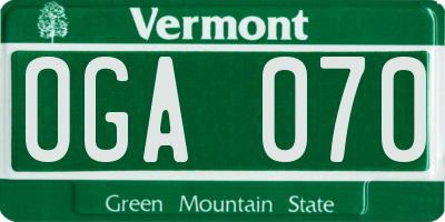 VT license plate OGA070