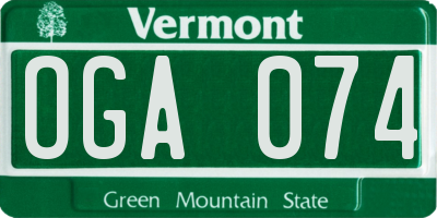 VT license plate OGA074