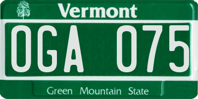 VT license plate OGA075