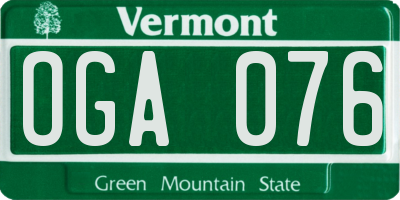 VT license plate OGA076
