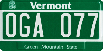 VT license plate OGA077