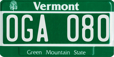 VT license plate OGA080