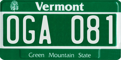 VT license plate OGA081