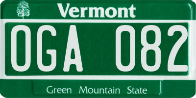 VT license plate OGA082