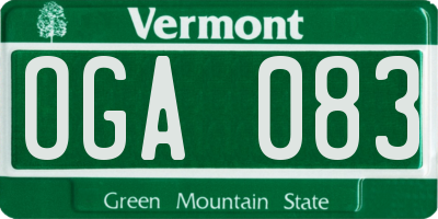 VT license plate OGA083