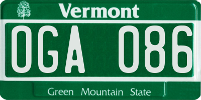 VT license plate OGA086