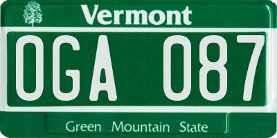 VT license plate OGA087