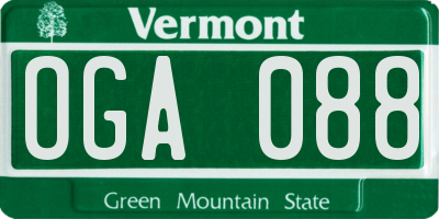 VT license plate OGA088
