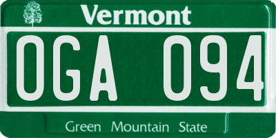 VT license plate OGA094