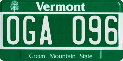 VT license plate OGA096