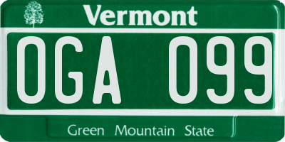 VT license plate OGA099