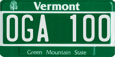 VT license plate OGA100