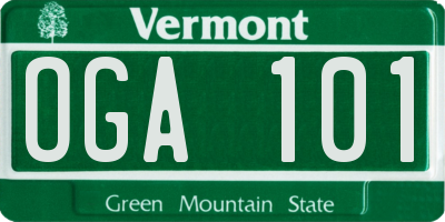 VT license plate OGA101