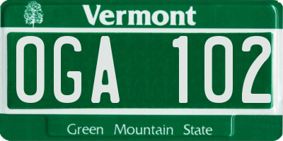VT license plate OGA102