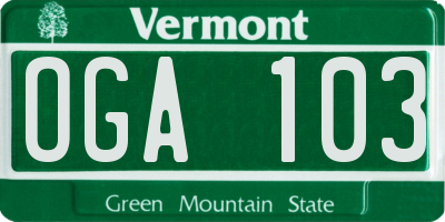 VT license plate OGA103
