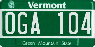 VT license plate OGA104