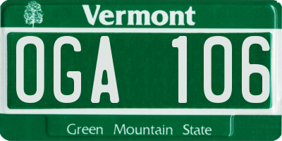 VT license plate OGA106