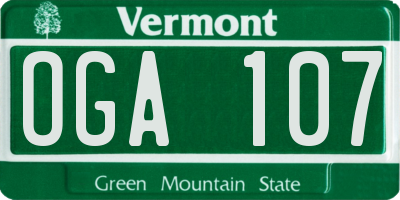 VT license plate OGA107