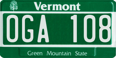 VT license plate OGA108