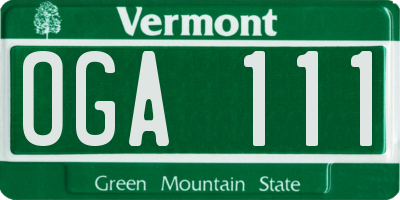 VT license plate OGA111