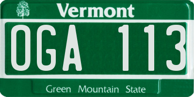 VT license plate OGA113