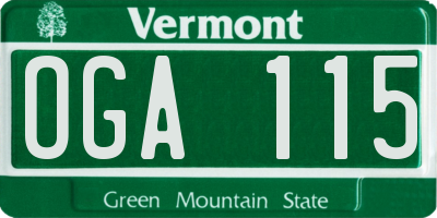 VT license plate OGA115