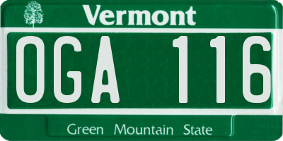 VT license plate OGA116