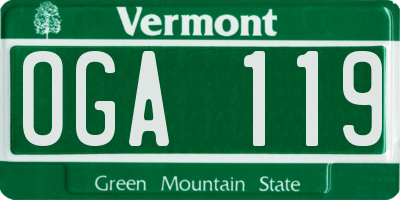 VT license plate OGA119
