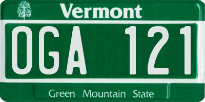 VT license plate OGA121