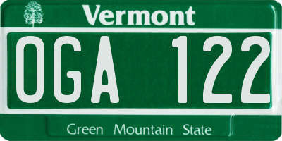 VT license plate OGA122