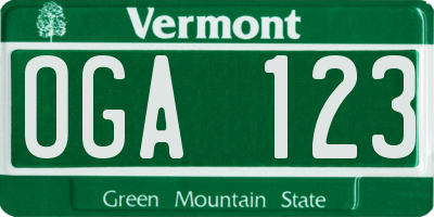 VT license plate OGA123