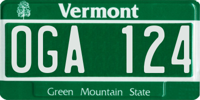VT license plate OGA124