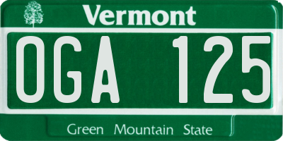 VT license plate OGA125