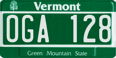 VT license plate OGA128