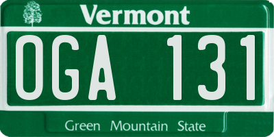 VT license plate OGA131