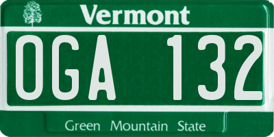 VT license plate OGA132
