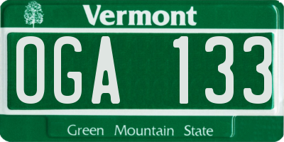 VT license plate OGA133