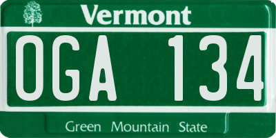 VT license plate OGA134