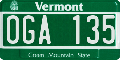 VT license plate OGA135