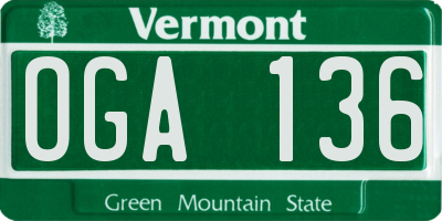 VT license plate OGA136