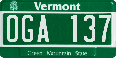 VT license plate OGA137