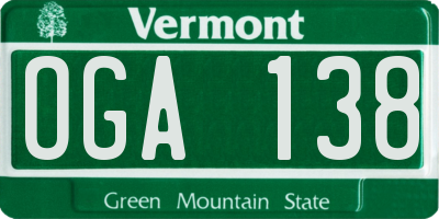VT license plate OGA138